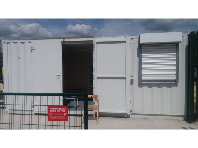 Shipping Container Conversions 20ft with office partition and roller shutter click to zoom image