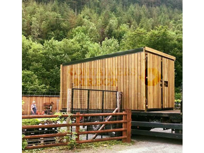 Shipping Container Conversions 20ft Siberian Larch cladded farm shop CS44416