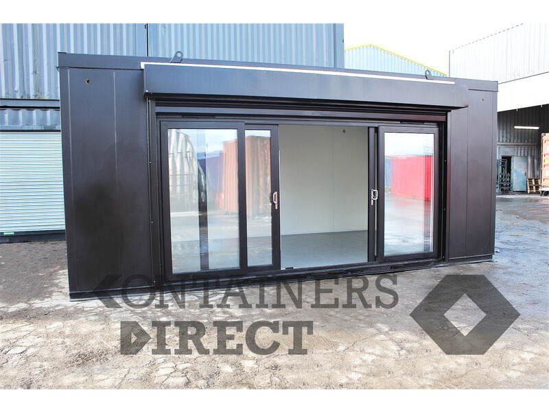 Shipping Container Conversions 12ft wide pop-up shop with roller shutter click to zoom image