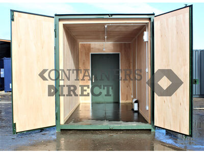 Shipping Container Conversions 15ft ply lined storage unit with floodlight
