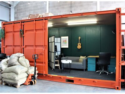 Shipping Container Conversions 20ft full side access coffee bar + event space