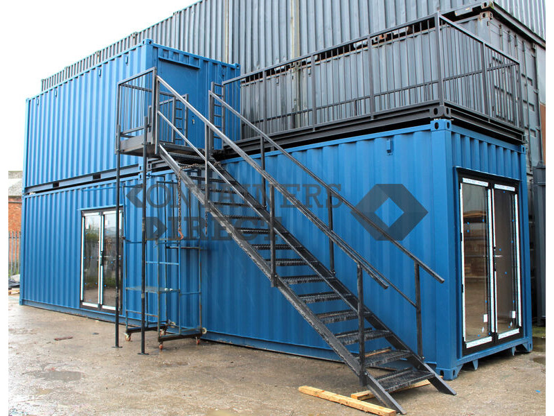 Shipping Container Conversions 20ft + 40ft retail units with platform + staircase click to zoom image