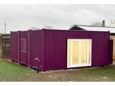 Shipping Container Conversions 20ft x 24ft StudyBox® classroom with patio doors