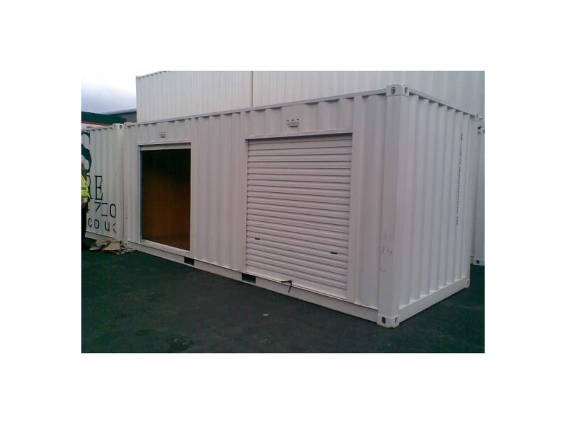 Shipping Container Conversions 20ft personnel door and roller shutter click to zoom image