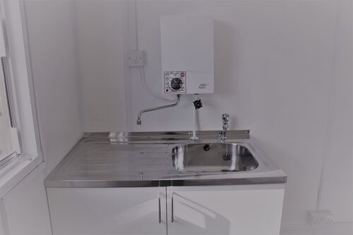 Sink installed in shipping container 5