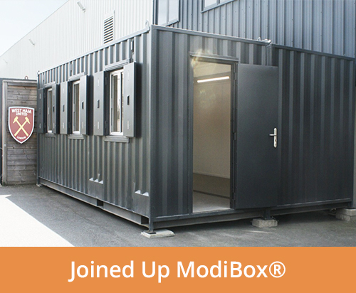 16ft wide ModiBox office made from joined shipping containers - case study