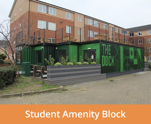 Student amenity block made from 4 x 35ft joined containers - case study