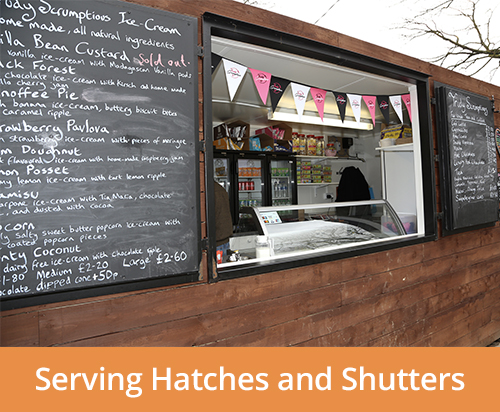 Serving hatches and shutters